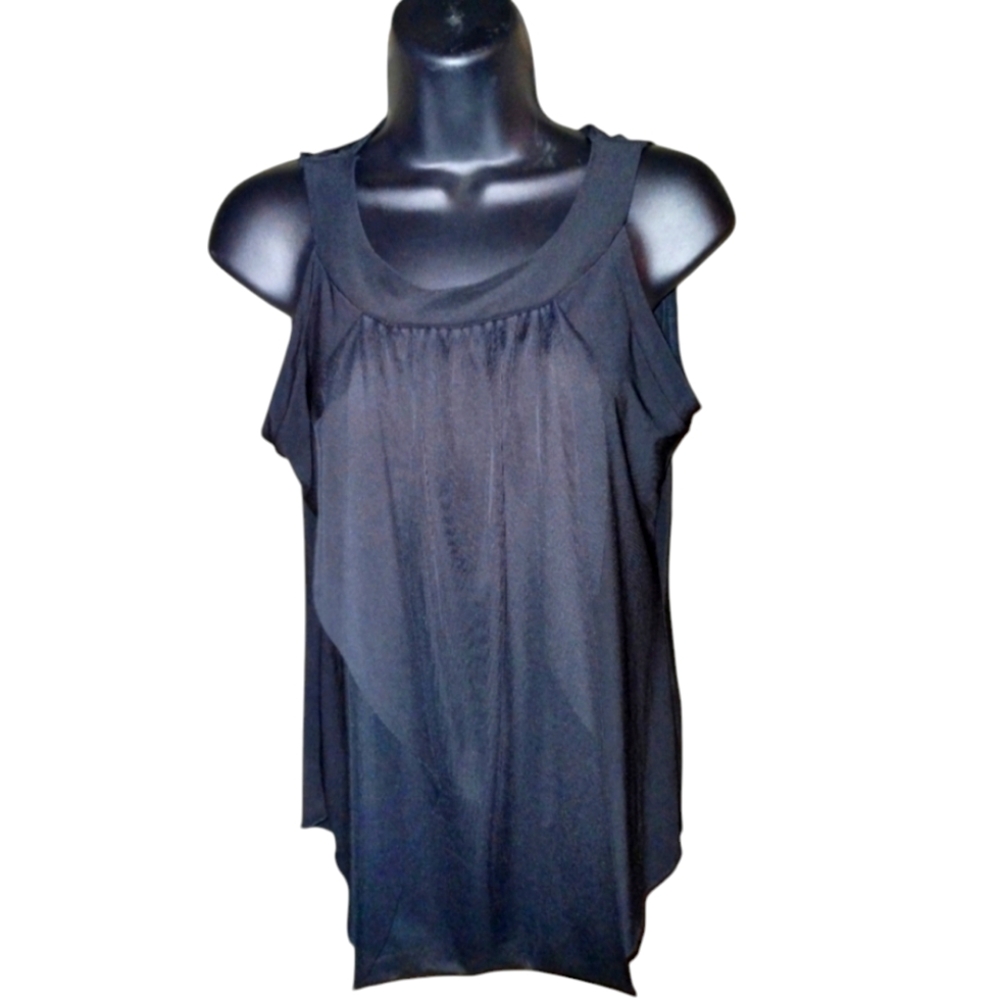 Lucy and Laurel Black Sleeveless Tank top Layered Details